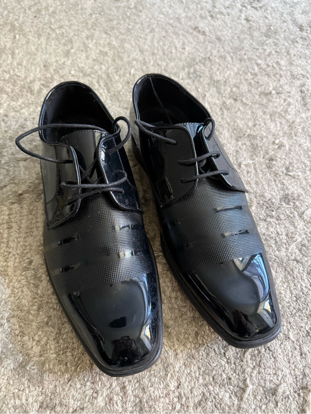 Angel Black Patent Lace-Up Dress Oxfords - Picture 2 of 9